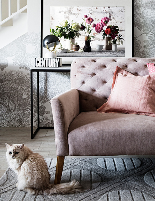 West elm store pink sofa